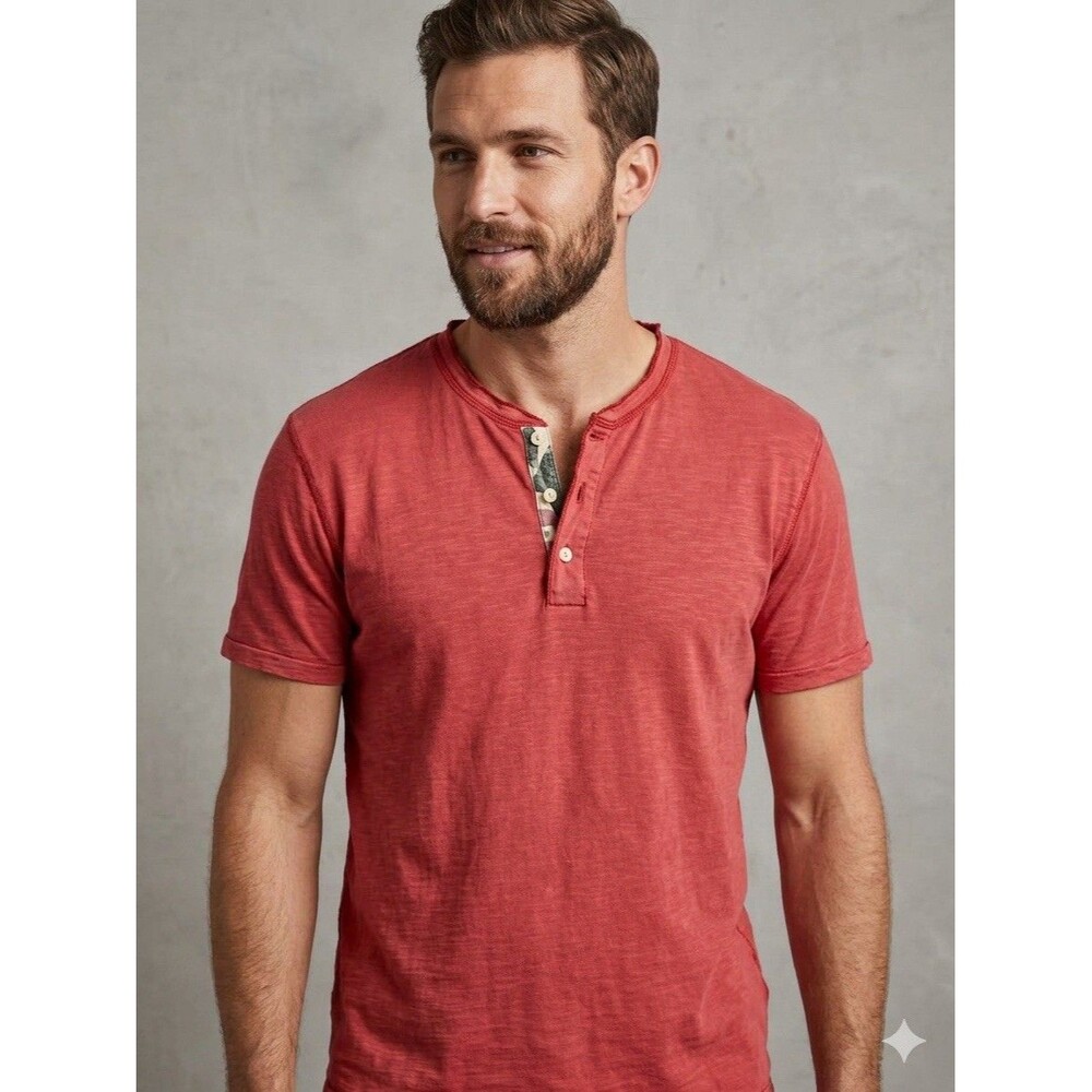 Denim & Supply Ralph Lauren Red Solid Henley T-Shirt Men’s XXL Short Sleeve